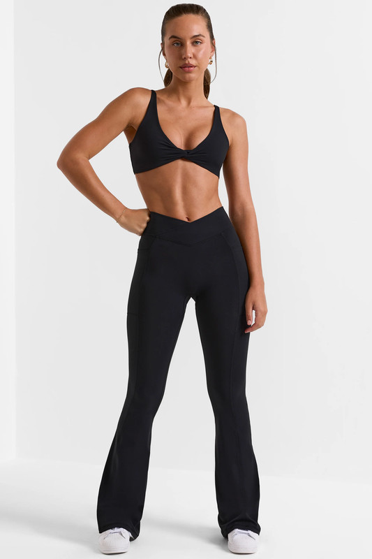 Soft Active Crossover Flared Trousers in Black - Size:XL - Fit:Petite